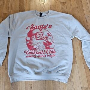 Gildan Unisex Crewneck Sweatshirt - Cream with Red Santa Graphic